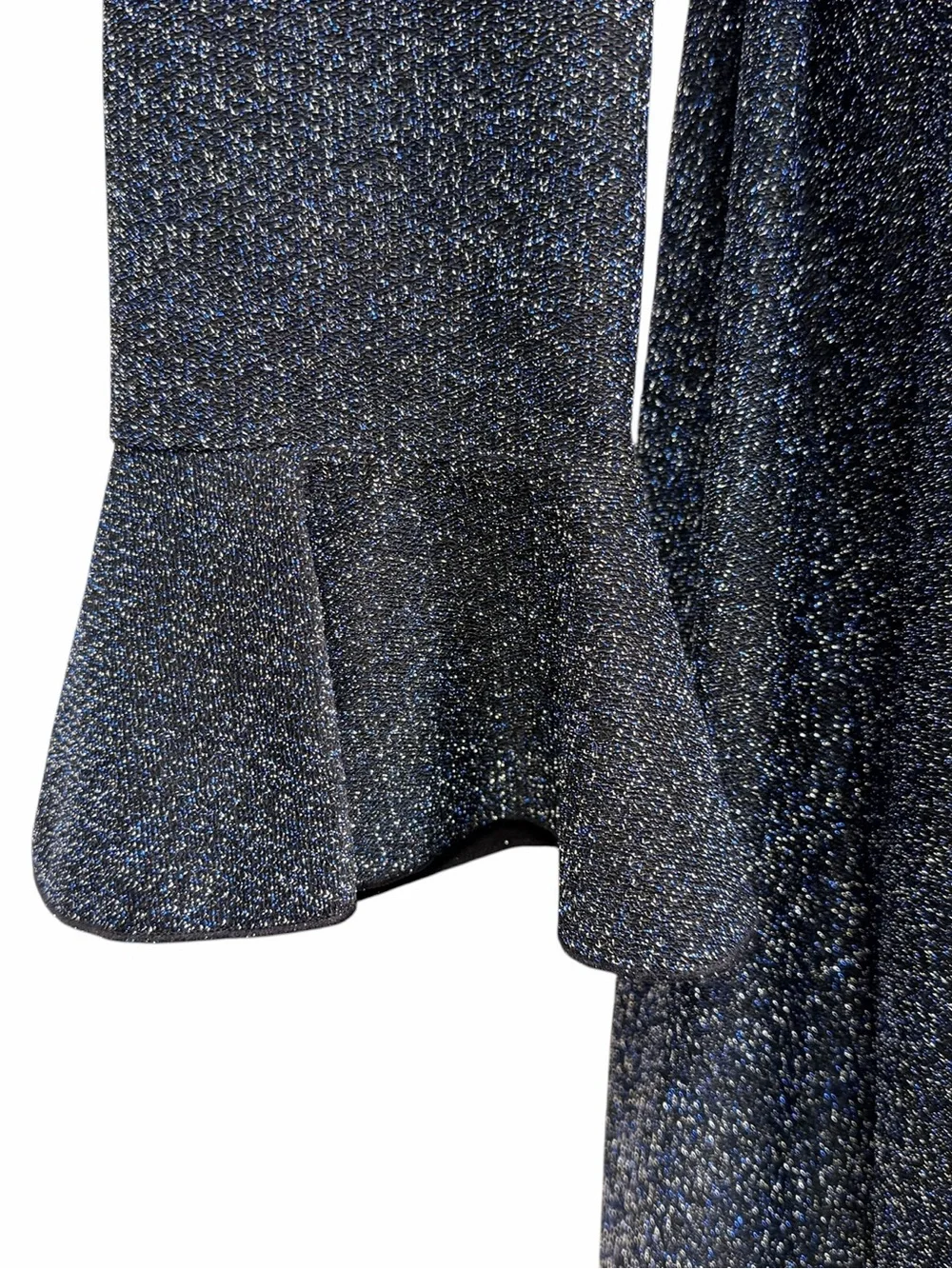 Free People Metallic Wrap Maxi Dress Navy Blue Ruffle Bell Sleeve Large - Picture 11 of 14